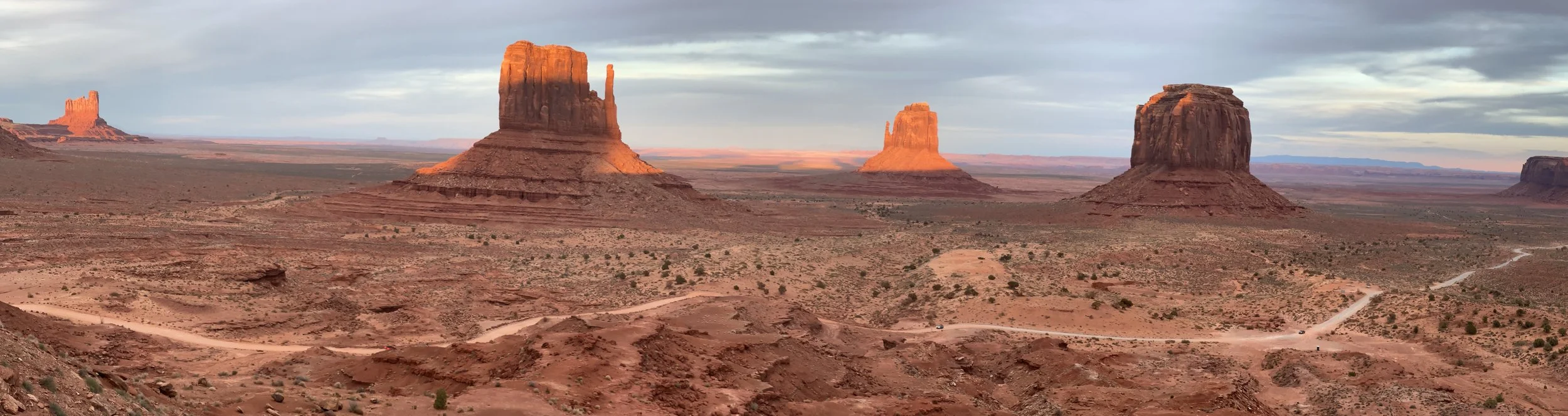 Monument Valley at sunset, representing the still of time and magical creation