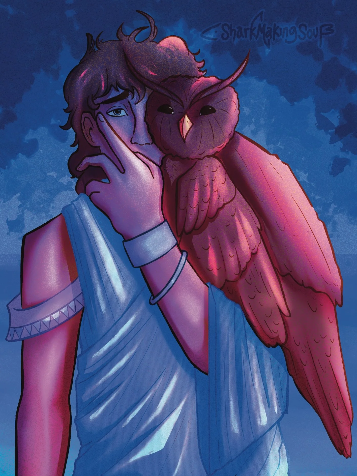 Forgive me for yet another illustration of Telemachus 😭😭 if you&rsquo;re wondering f where I&rsquo;ve been I&rsquo;ve been busy creating a vtuber from scratch!!! Also peeping for my very first convents an artist in the alley 🤪🤪
.
.
.
.
. 
#epicth