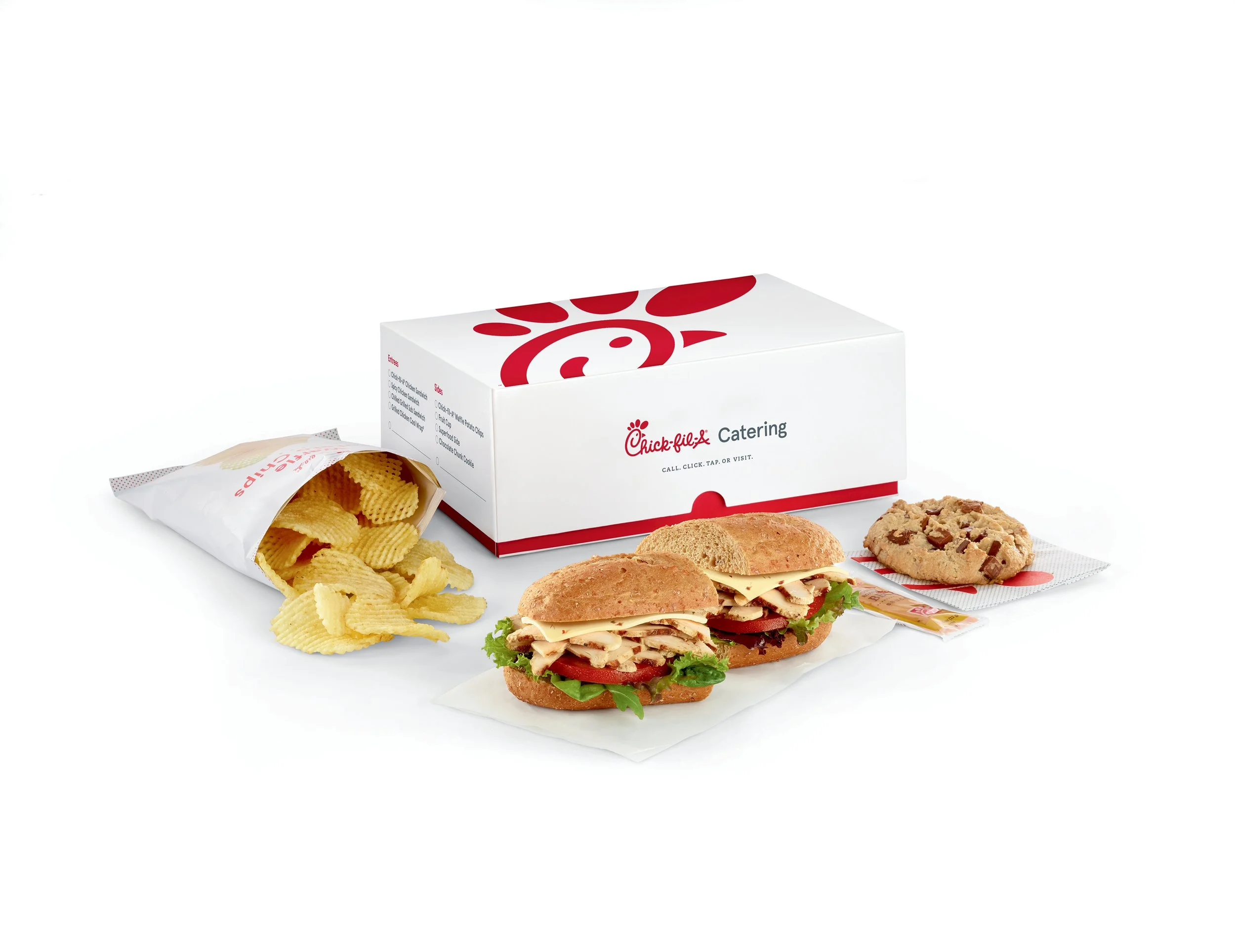 Chick-fil-A package meal with sandwich chips and cookie