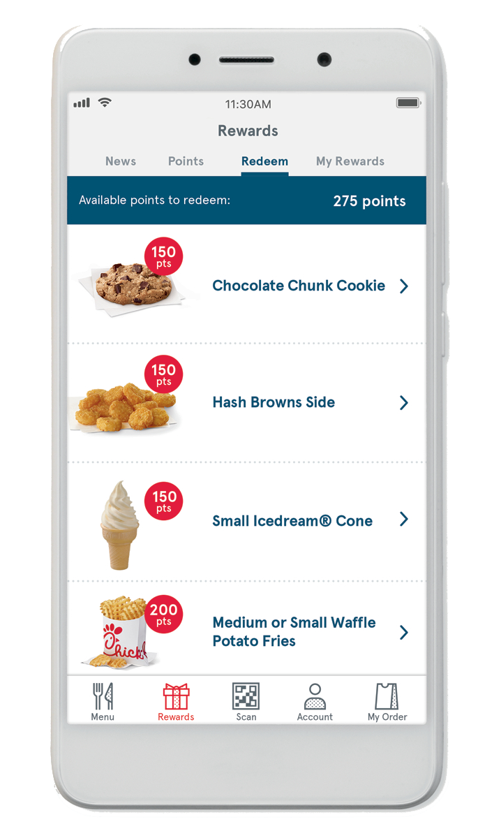 iphone with Chick-fil-A order on the screen