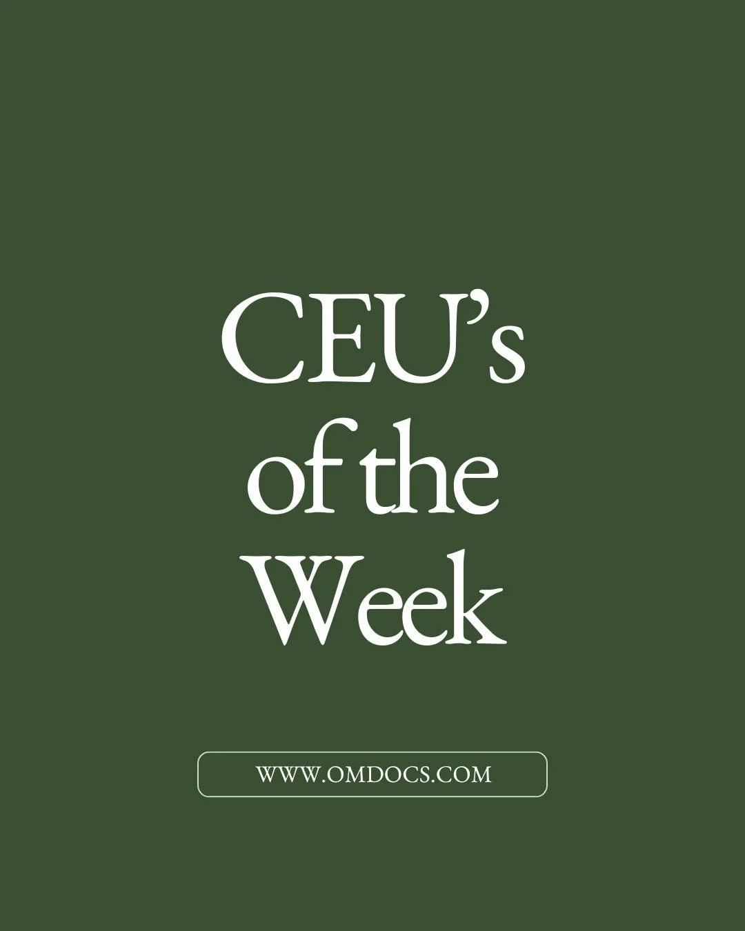 CEUs of the Week 🗓️

Live CEU sessions with expert physicians on the topics workers&rsquo; comp professionals actually need.

Earn credits. Get answers. Stay sharp.✨

👉Register free at www.omdocs.com &mdash; limited spots available

#WorkersCompens