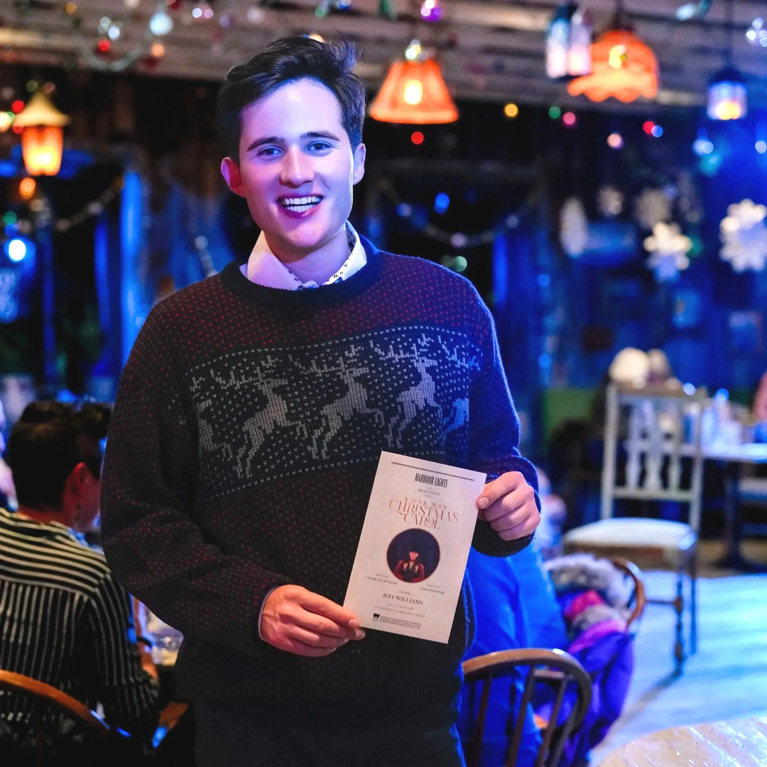 Artistic Director Mickey White at a One Man Christmas Carol, produced by Harbour Lights Theater.