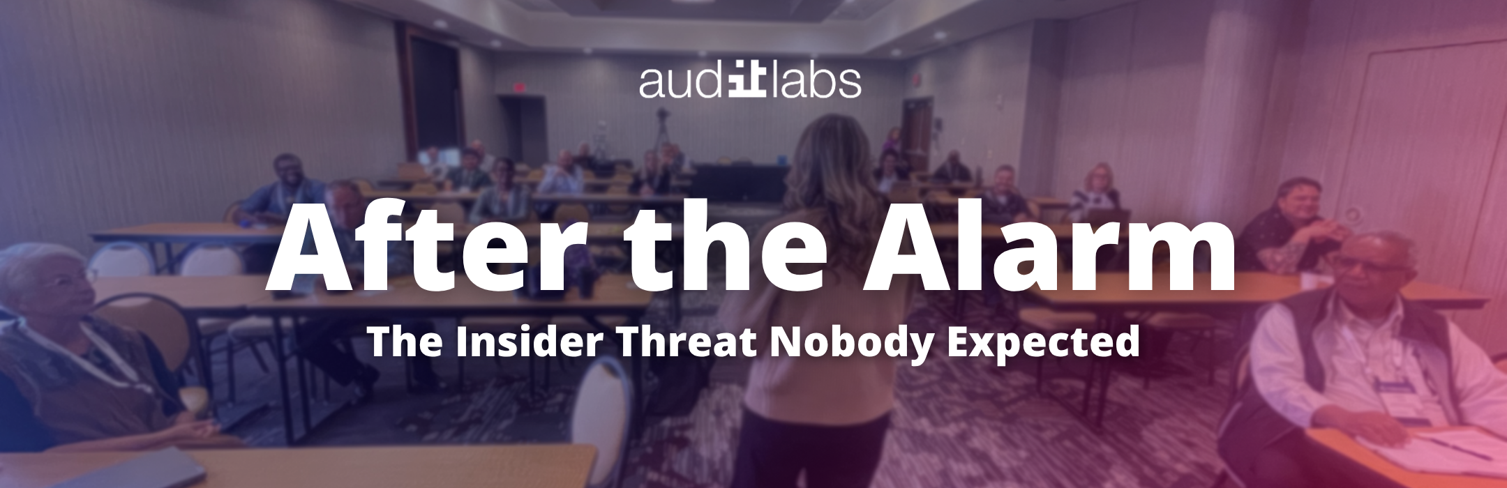 IT Audit Labs | Email Header | 
Header design for an IT Audit Labs email campaign centered on insider threat awareness. Combined bold typography with atmospheric photography and brand color grading to set the tone before a single word of the email is