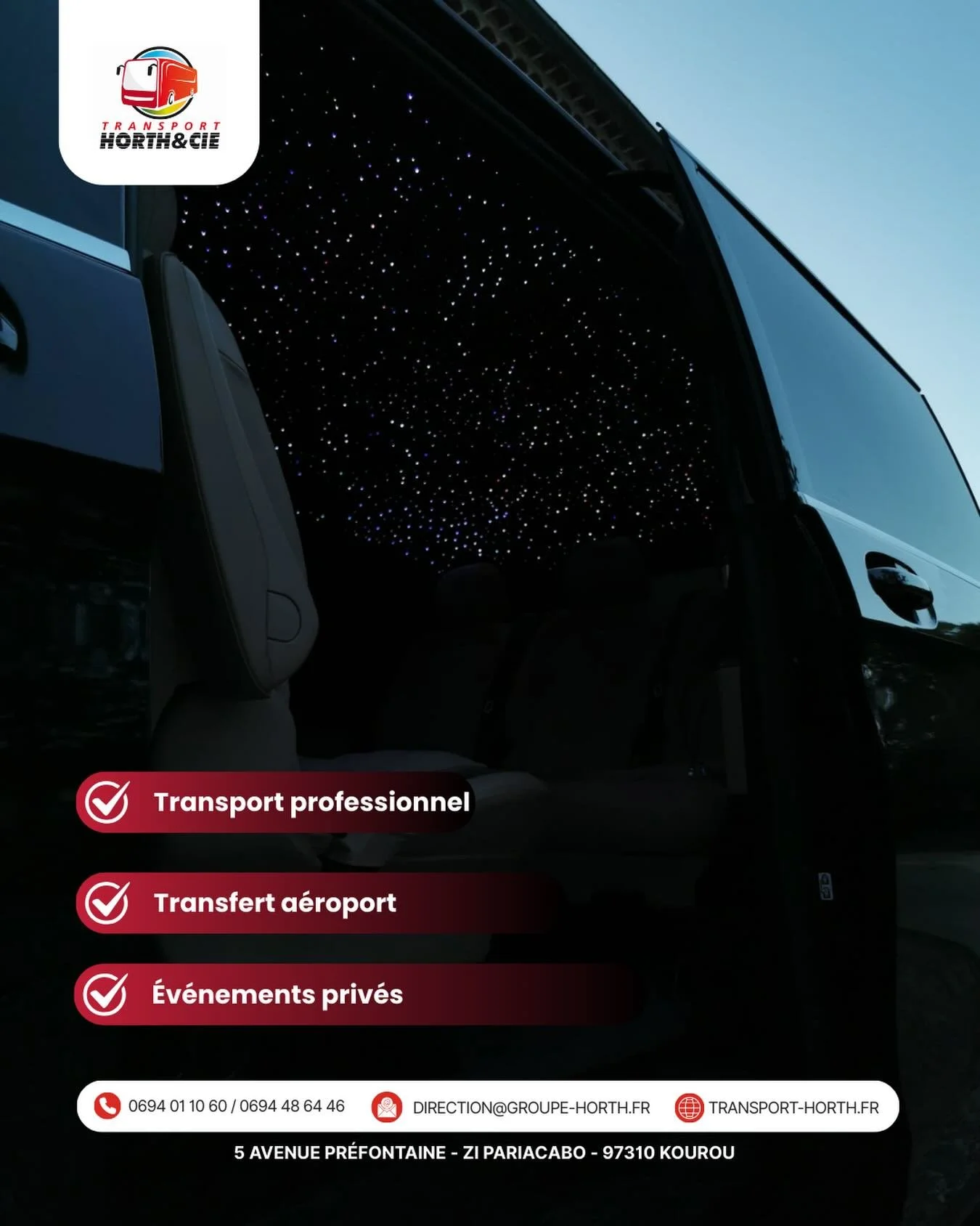 Pour vos &eacute;v&eacute;nements priv&eacute;s ou vos d&eacute;placements professionnels de prestige, d&eacute;couvrez le confort exceptionnel de nos v&eacute;hicules &eacute;quip&eacute;s. 

Un int&eacute;rieur soign&eacute; pour une exp&eacute;rie