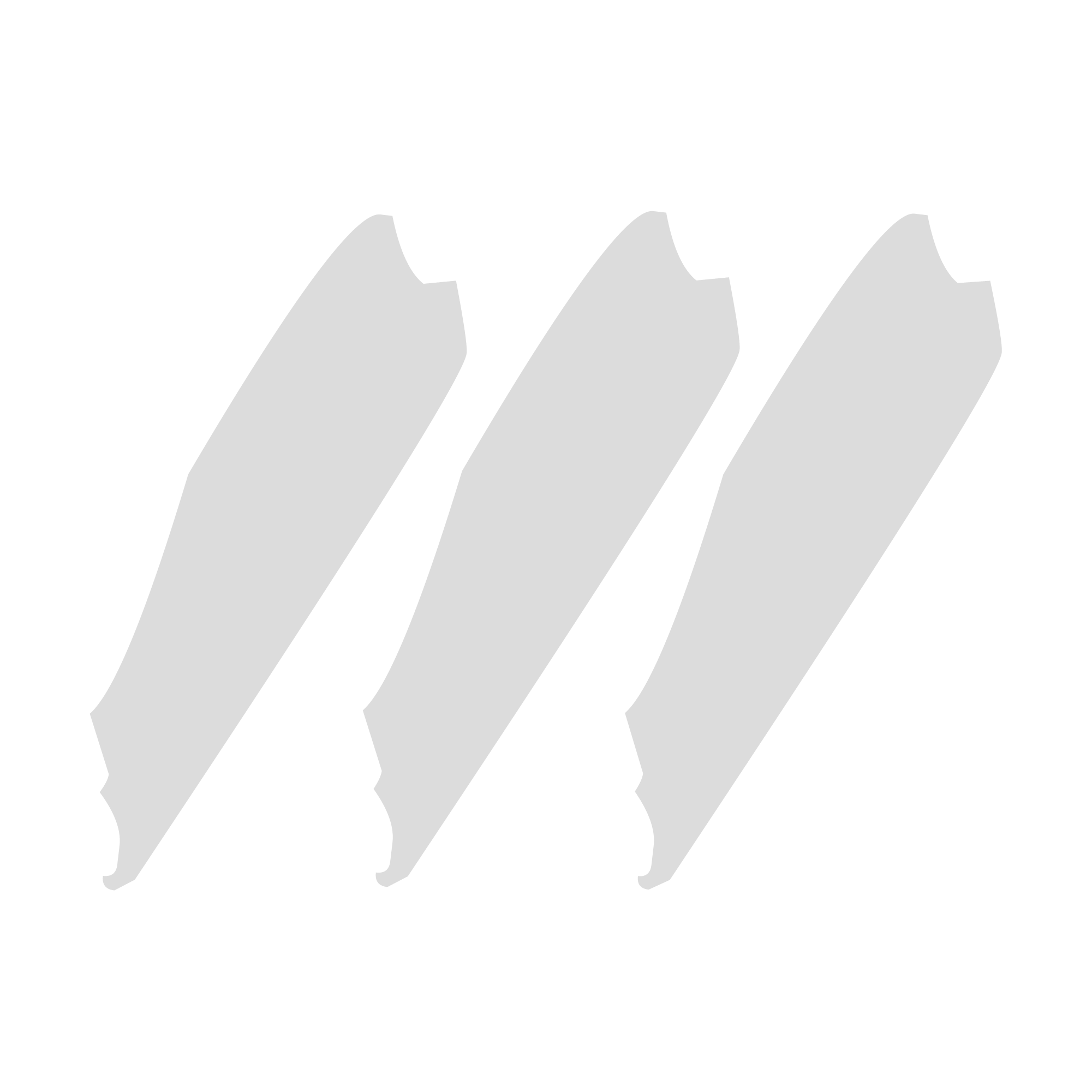 Graphic illustration of three gray combs on a black background.
