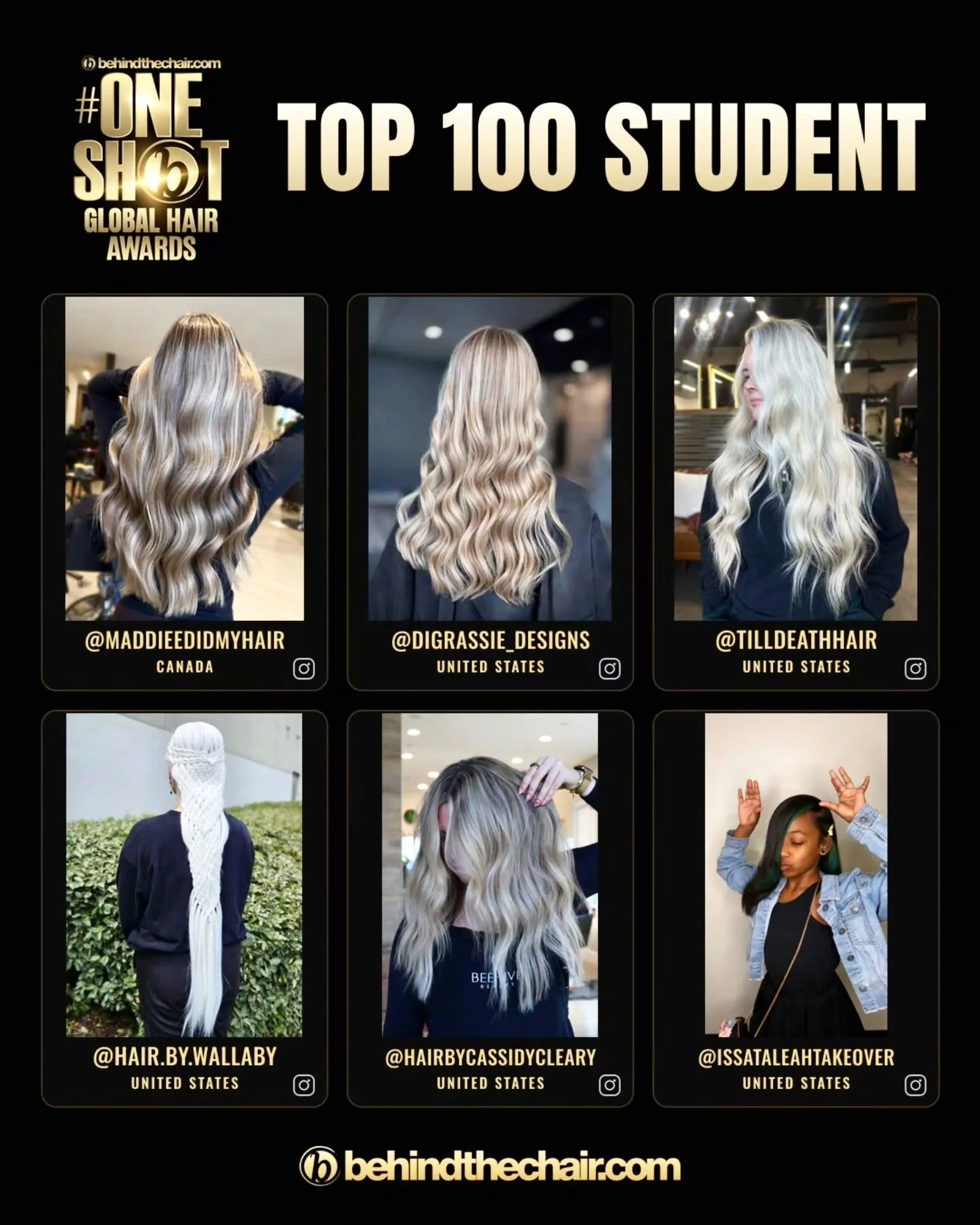 Huge congratulations to our very own Cassidy @hairbycassidycleary for being recognized by @behindthechair_com and @oneshothairawards as one of the Top 100 Students in the industry! 

This incredible honor reflects her talent, dedication, and passion 