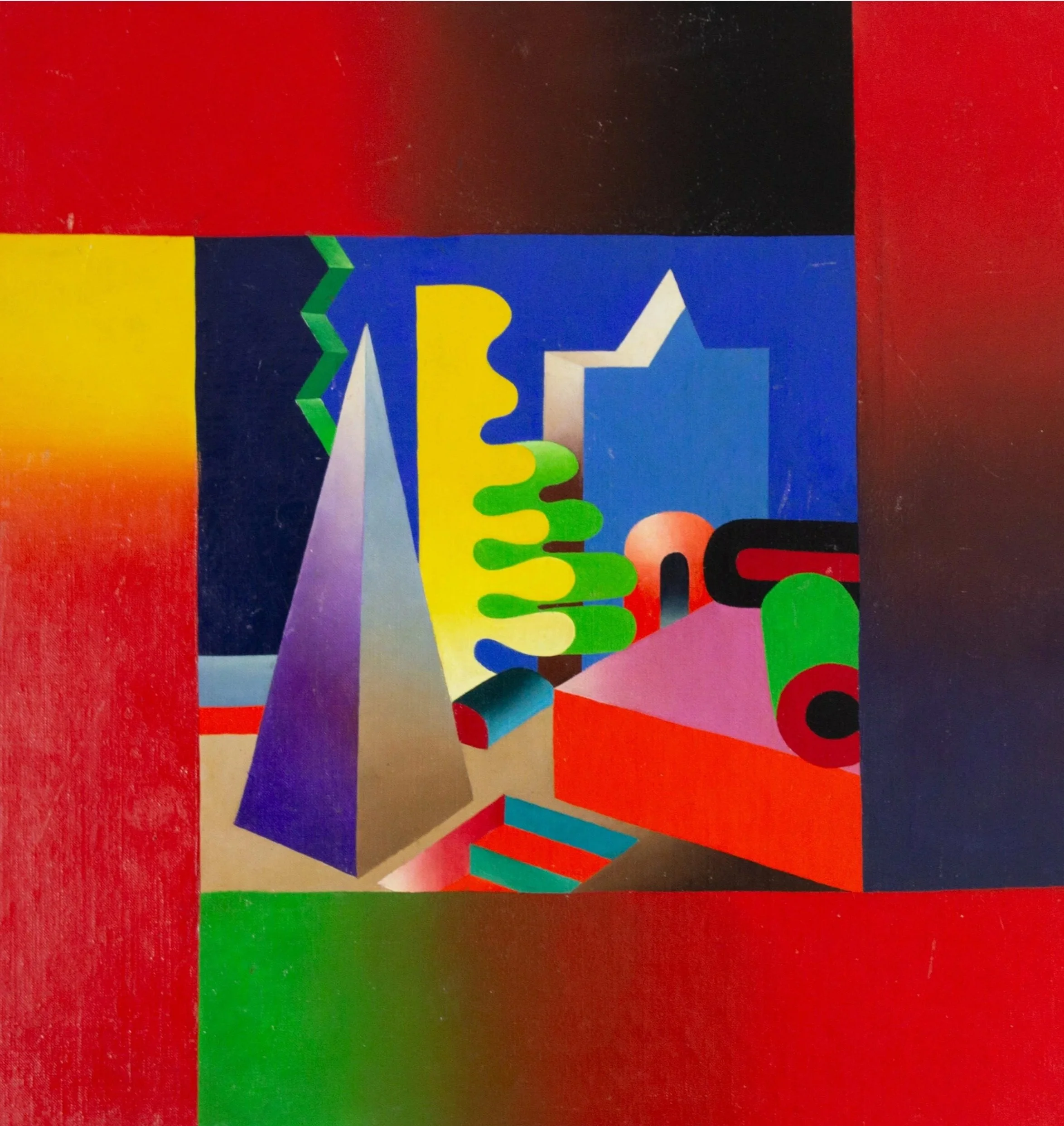 1968, "The Oba's Room," 46 cm x 46 cm, Oil on Canvas mounted on wood