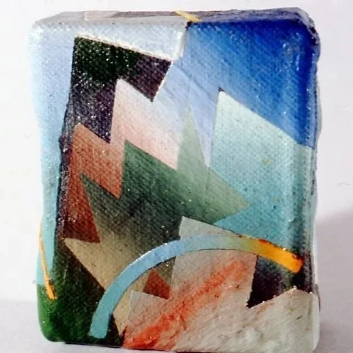 1995, "Painted Block Series #1," 6.5 x 5.5 x 2 cm., Acrylic on Canvas over Woodblock