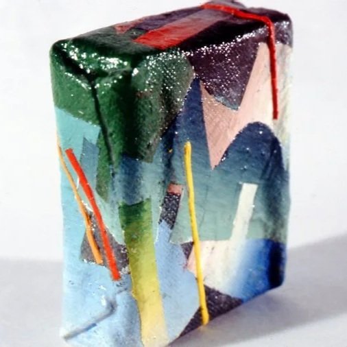 1995, "Painted Block Series #1," 6.5 x 5.5 x 2 cm., Acrylic on Canvas over Woodblock (2)