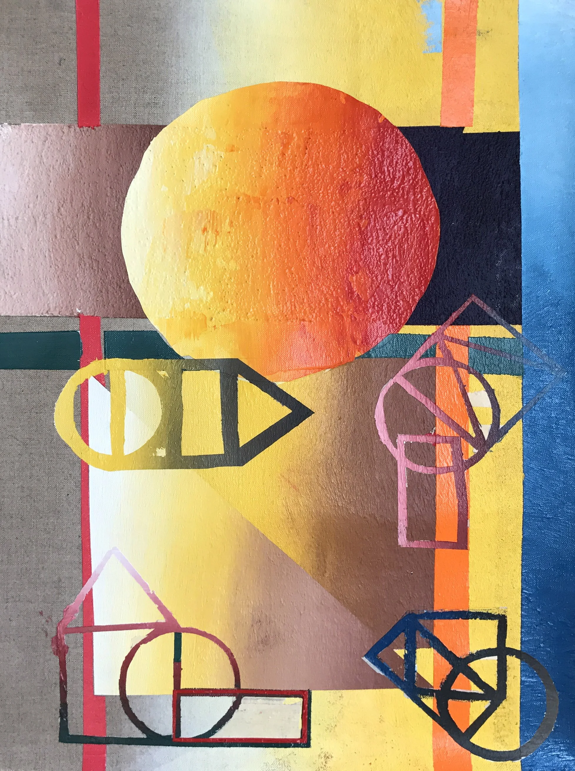 2017, "Untitled - 4 Five Time(s)," 24 x 17 in., 47 3/4 x 35 3/4 in. (backing), Acrylic on Linen, Sewn on Linen