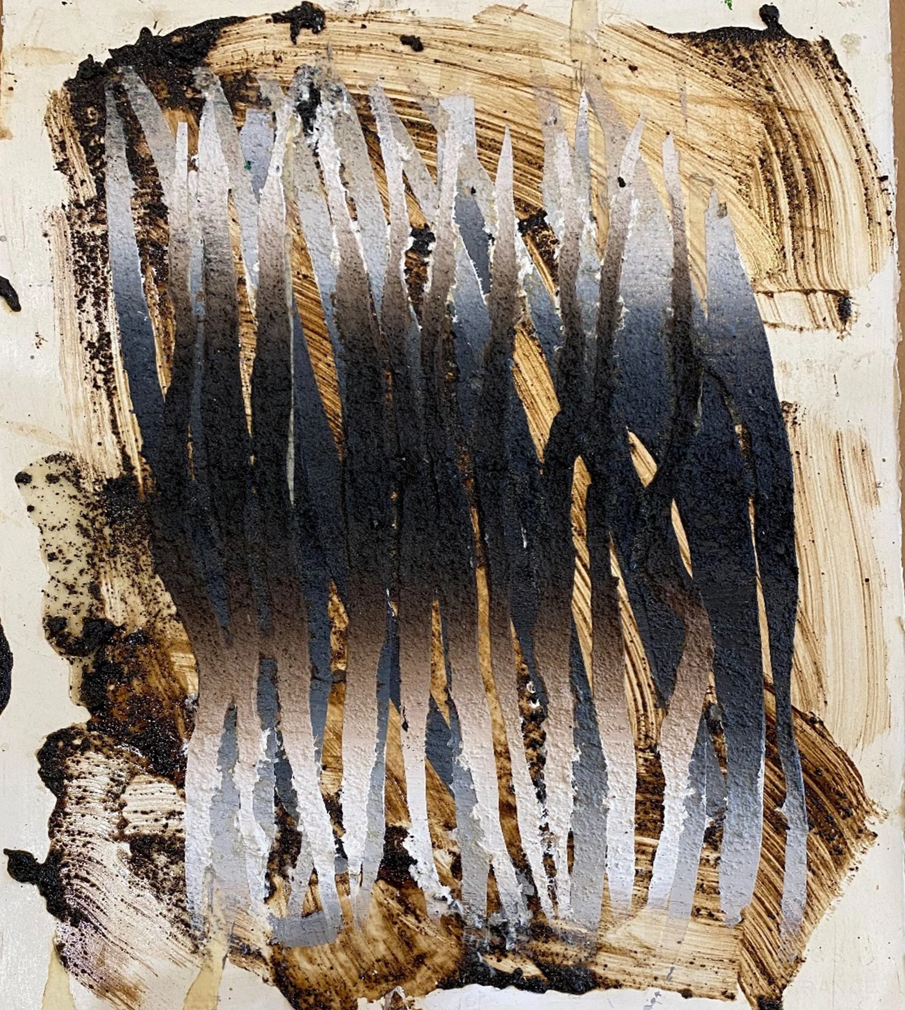 2011, "Havana Series #3," 20 1/8 x 16 1/8, Coffee Grounds, Jade Glue, and Matte Medium Acrylic on Paper