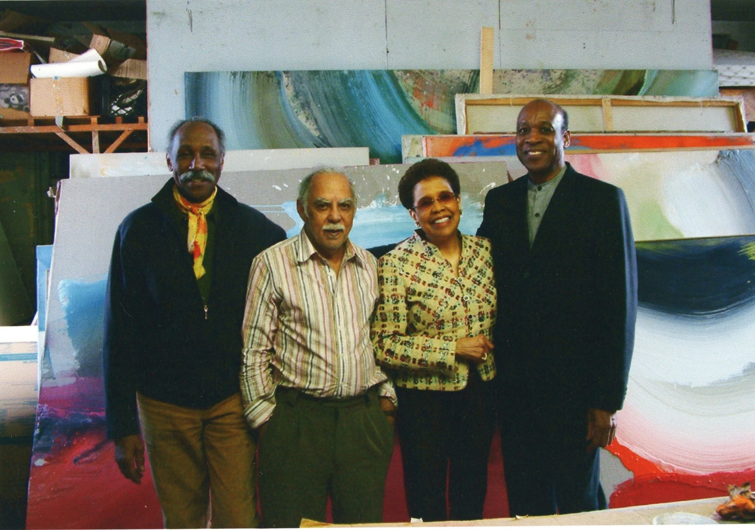 Hutson with Adger Cowans, Ed Clark, and Rae Alexander-Minter, in Ed Clark's Studio, NYC, 2005.