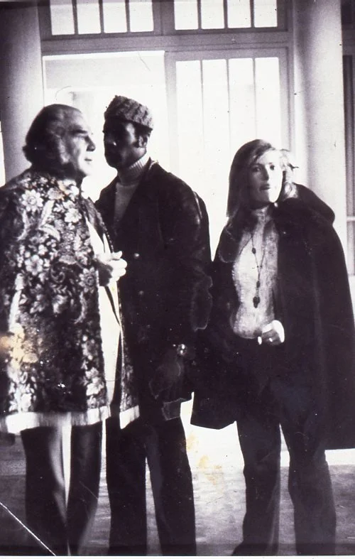 Lionel Stander, Bill Hutson, and Unknown Woman at "Trois Noir," American Artists and Students Center, Paris, 1969. Photo Credit Eddie Barnett.
