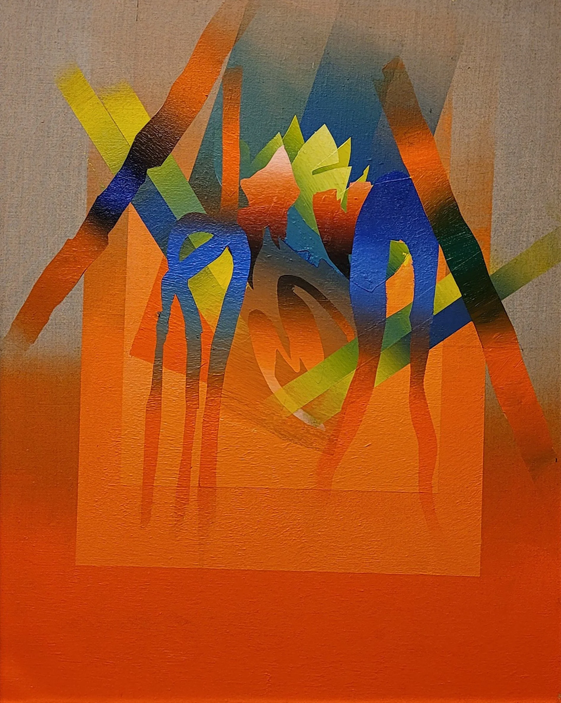 March 7, 2021, "Abstract Image of Auspicious Symbol #2," 33 1/4 x 27 1/4 in., Acrylic on Linen