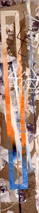 1992, "Byte Piece," Cotton, Linen, String Twine, Computer Drawing and Acrylic on Board