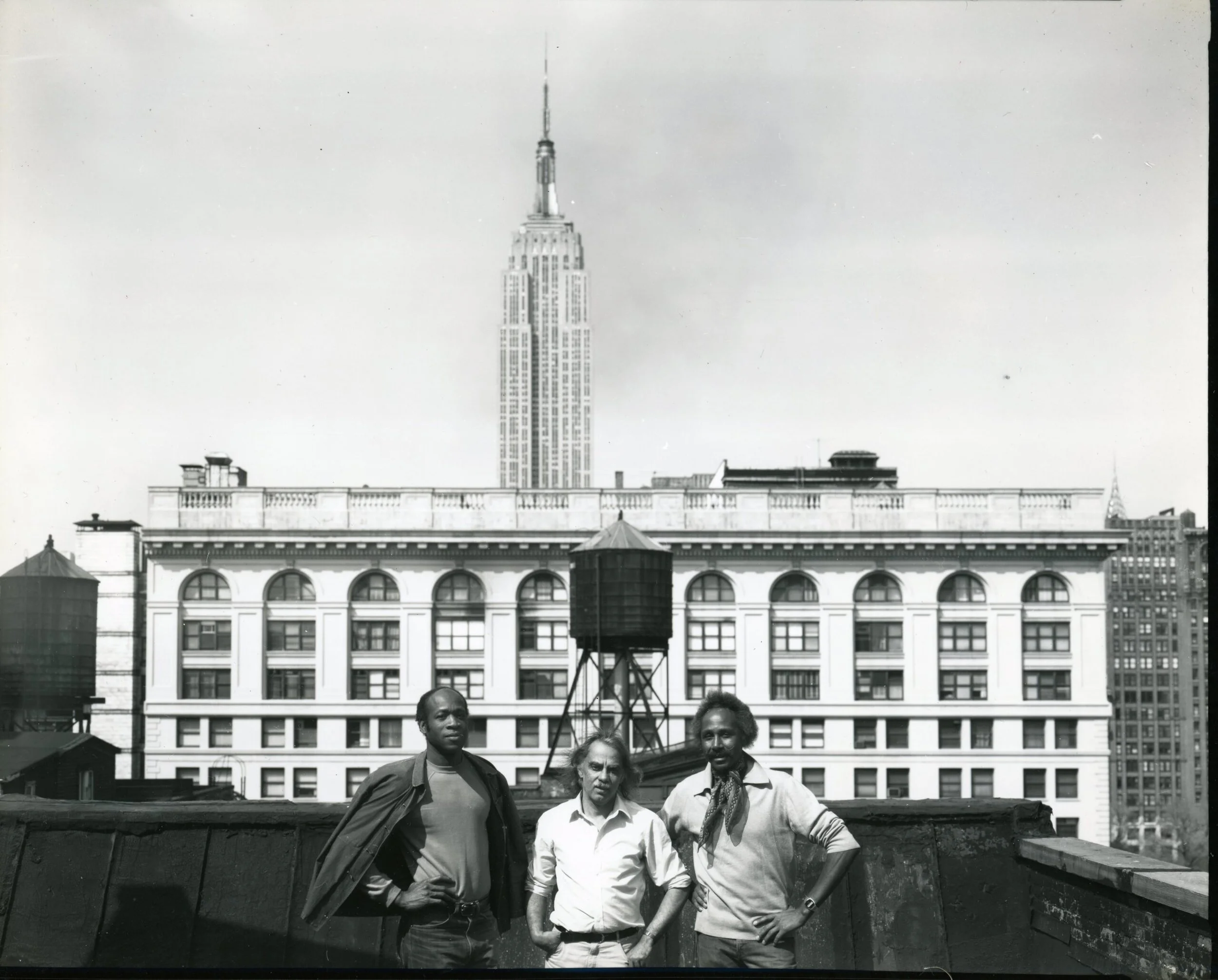 Hutson with Ed Clark and Adger Cowans, Terrance of Ed Clark's Studio, New York 1980. Photo by Adger Cowans.