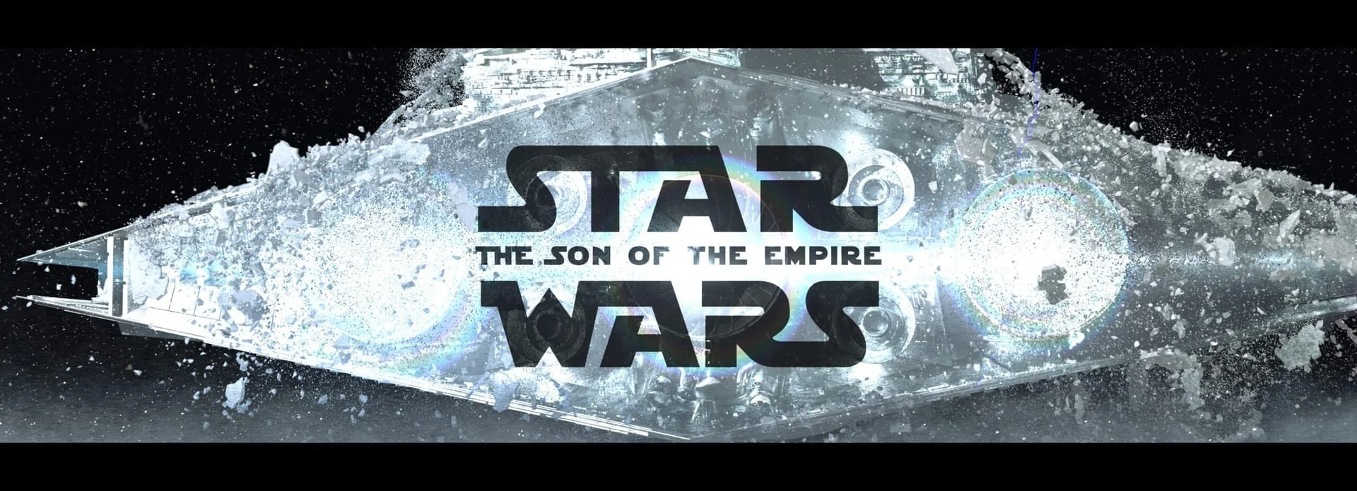 Logo for "Star Wars: The Son of the Empire" with the Millennium Falcon breaking through ice in space.