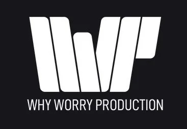 Logo of Why Worry Production with stylized white letters on a black background.