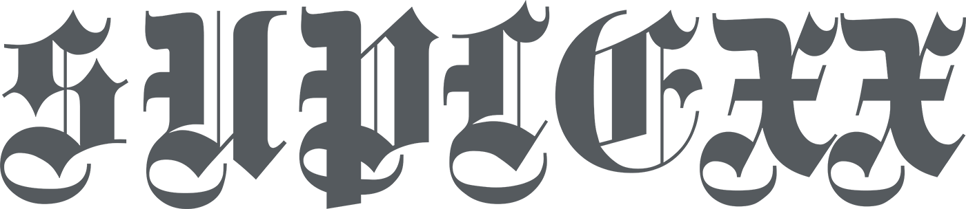 Graphic stylized text spelling 'SUPLEXX' in a bold, blackletter font.