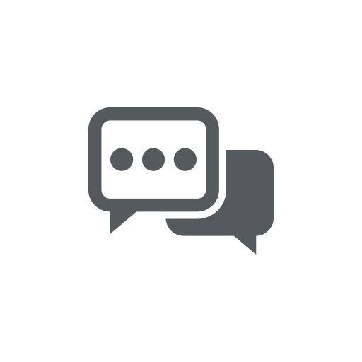 Two speech bubble icons, one with an ellipsis, on a black background.