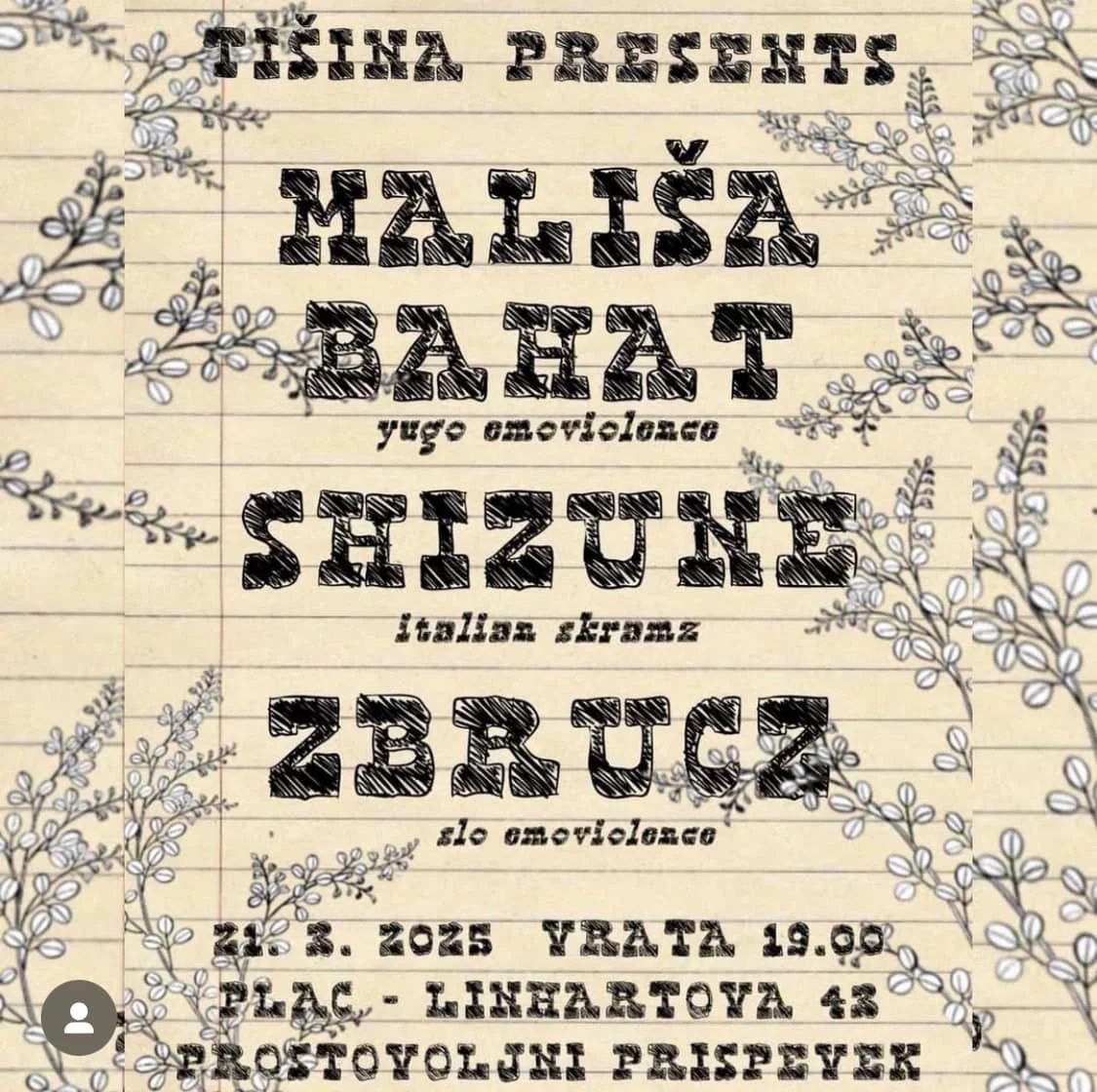 Event poster with floral border, featuring film screenings on July 23, 2025, at 19:00 at Plac Linartova 43, organized by Prostovolni Prisevek.