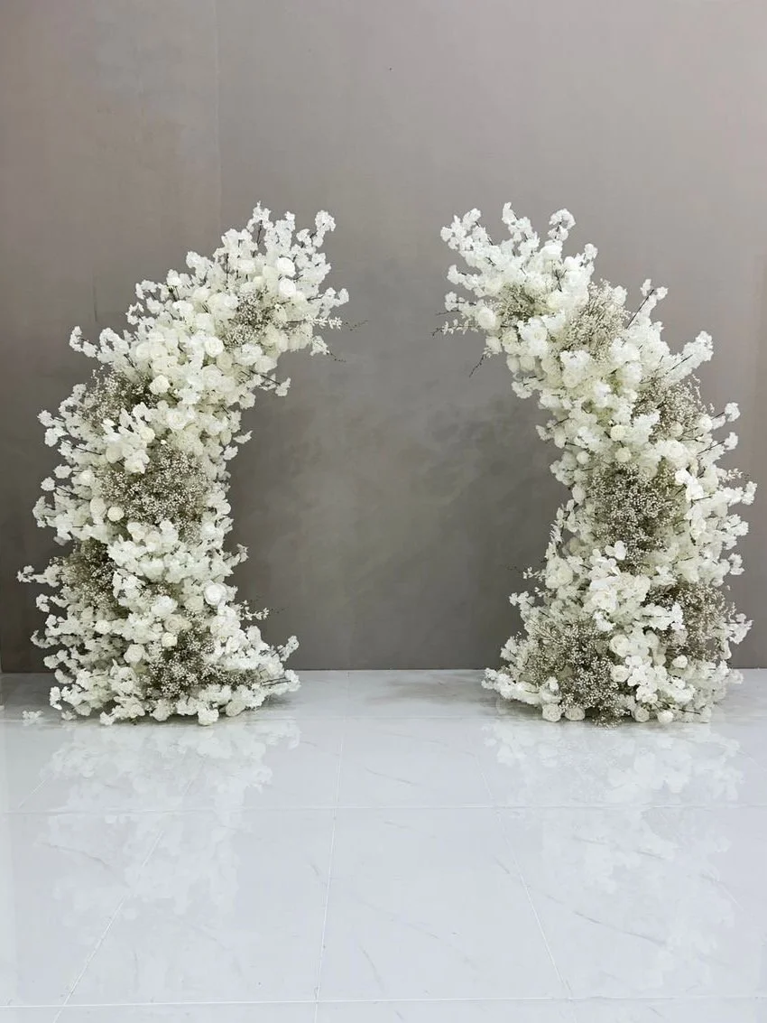 White baby breath floral arch rentals.