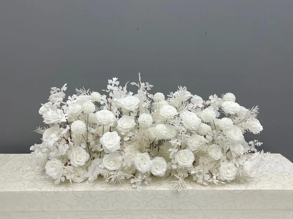 White silk floral centerpiece for wedding