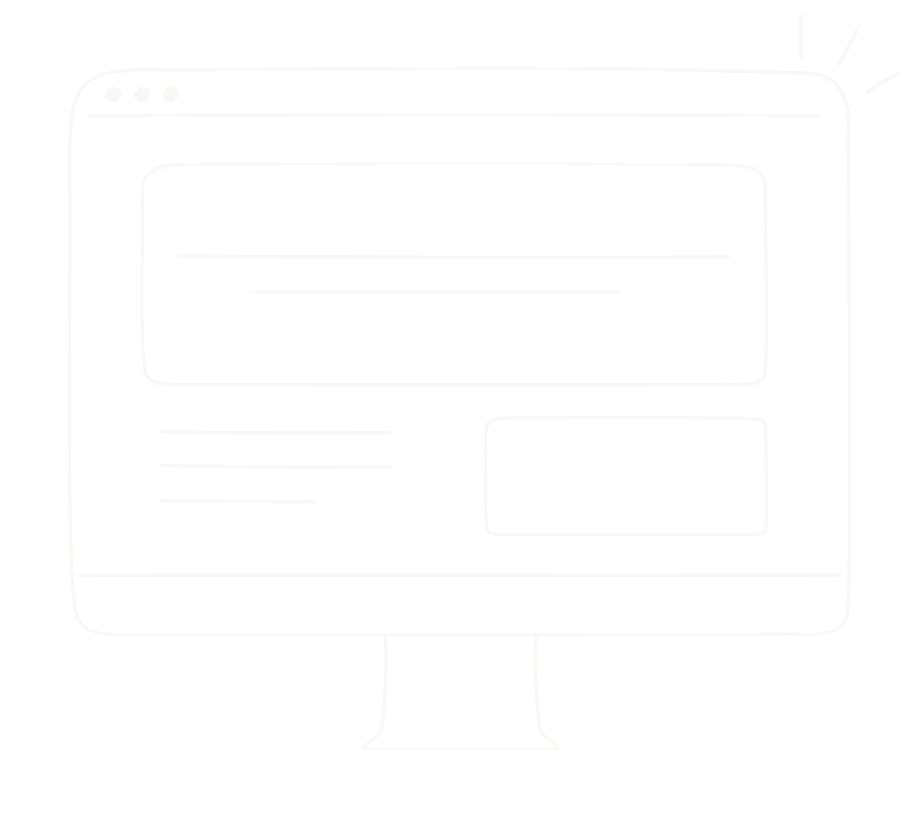 A simple, white chalk line drawing of a computer window with lines of text and a smaller window or section inside the larger window on a black background.