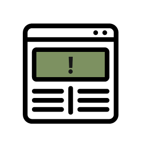 A warning sign with a green background and an exclamation mark.