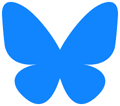 A blue butterfly silhouette on a white background.