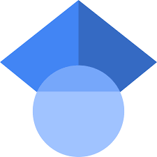 A blue geometric design consisting of a diamond shape on top and a circle below.