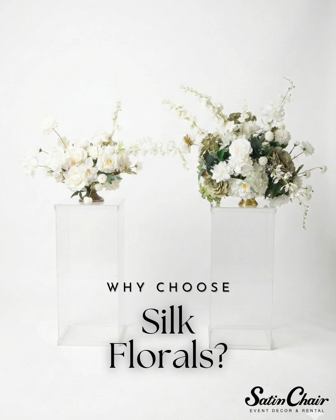 One of the most common questions we receive is about florals 🤍 

Silk florals allow us to create consistent, elevated designs without worrying about seasonality, wilting, or last-minute changes. They give us the flexibility to customize each event w