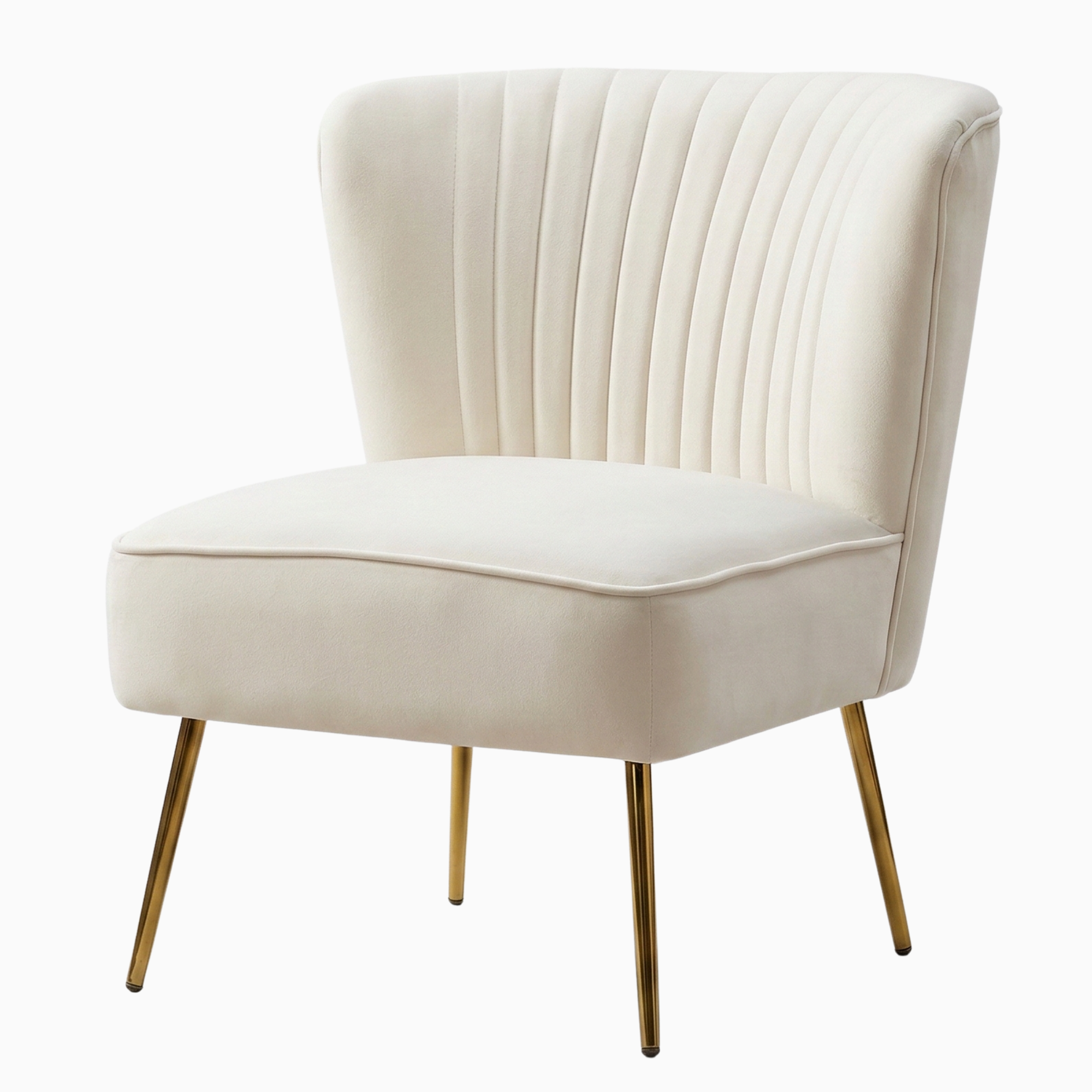Modern Ivory Velvet Side Chair