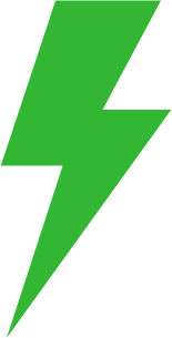 A green lightning bolt on a black background.