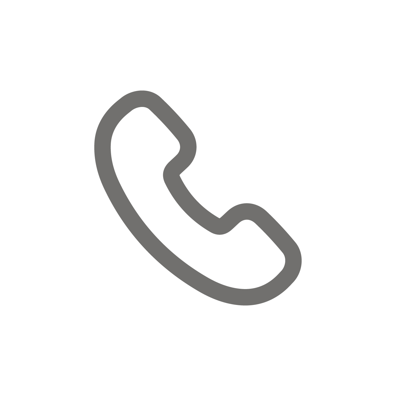 Icon of a classic gray telephone handset on a black background.