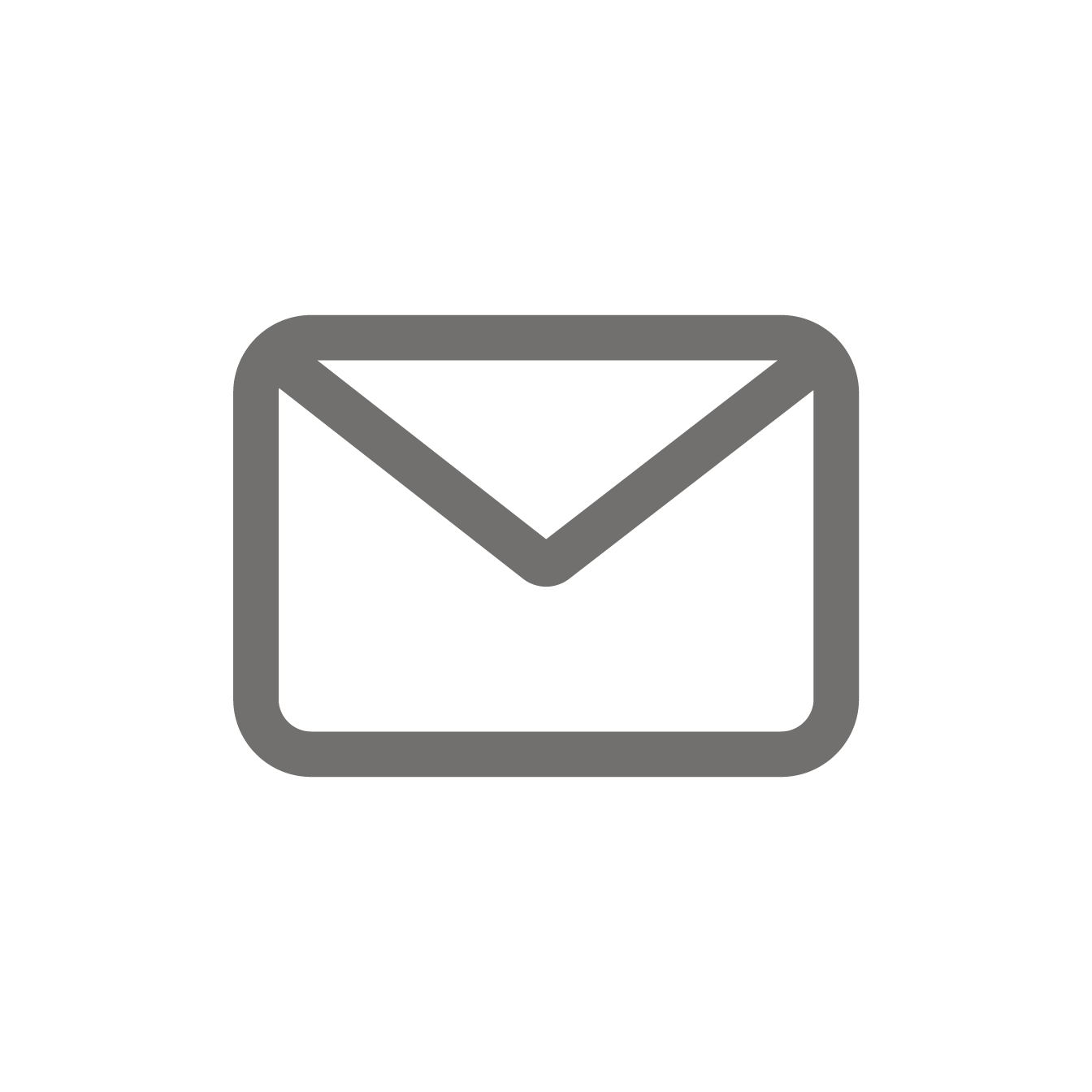 Icon of gray email envelope on a black background.