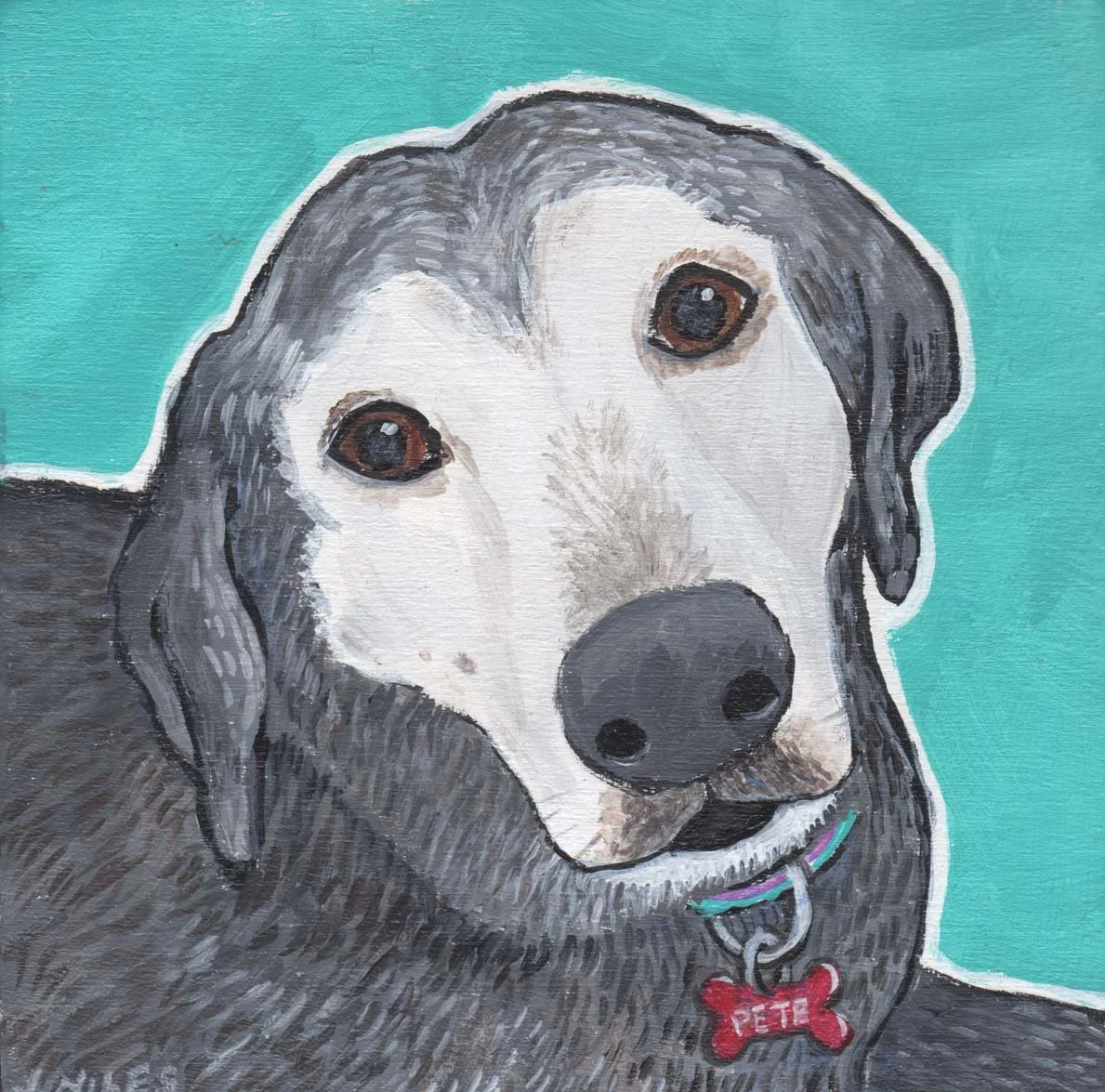 I was inspired to paint this as a gift for a popular blogger whose dog, Pete, passed away. 