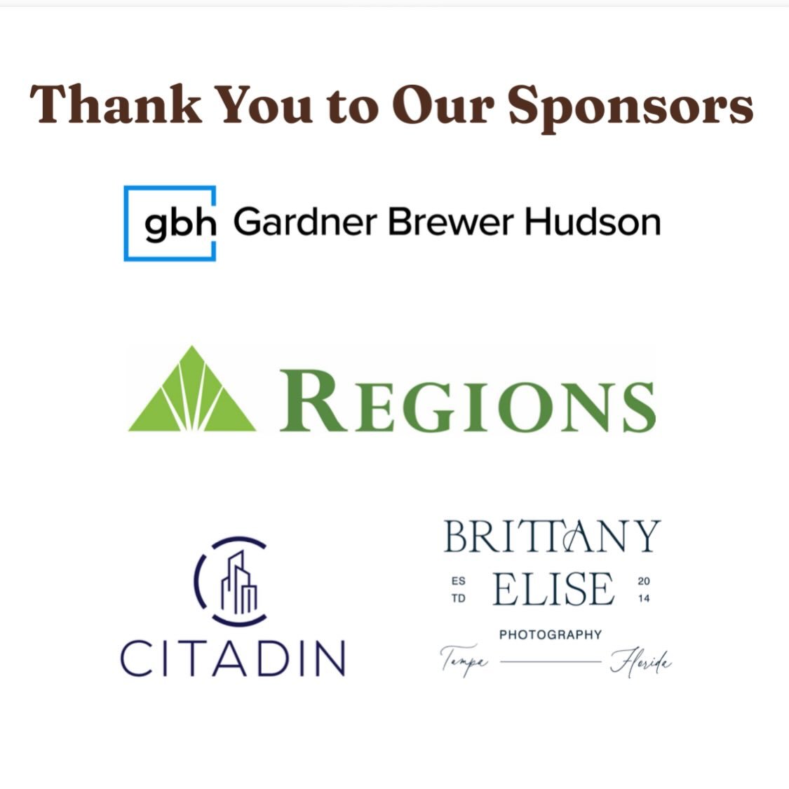 We couldn&rsquo;t launch Tampa Treasure Hunt without the generous support of our sponsors. These businesses jumped on board wholeheartedly with the project. Thank you! @regionsbank @brittanyelisephotography @tjh_fl