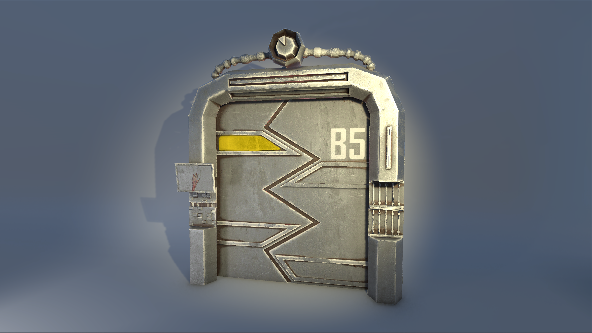 Sci-Fi Door rendered in Unity 6 from "Cyberpunk Ramen Shop". Tris : Approx 8300.