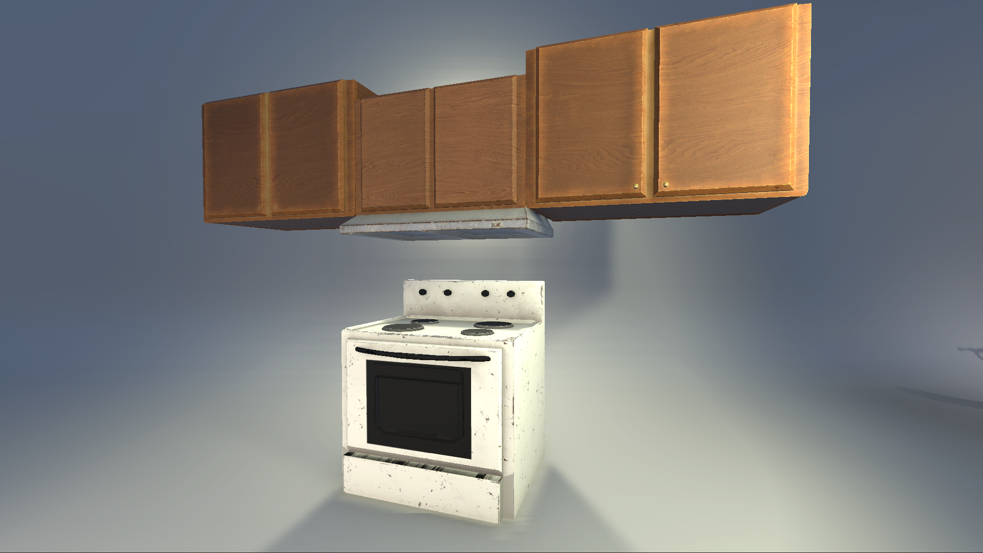 Rendered in Unity. From "The Quiet Pressure". Tris : (Stove) 1682 | (Stove Hood) 284 | (Cabinet) 102
