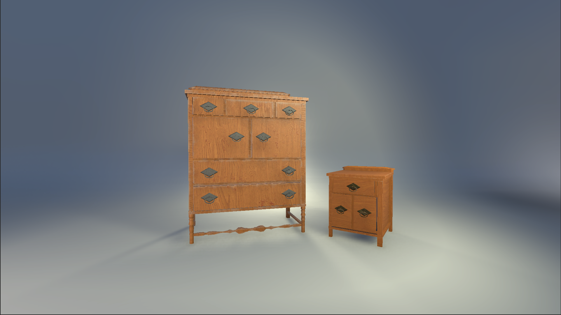 Dresser and Nightstand rendered in Unity 6. Tris for both : 4146.