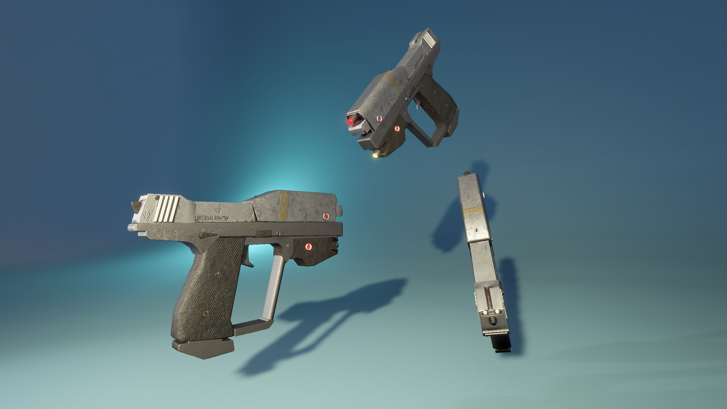 Rendered in Unity. This was our final project in a 3D Materials and Textures class. We were tasked to model a relatively small object with multiple types of materials. I chose this because I'm a big Halo nerd. 

Tris : 7129