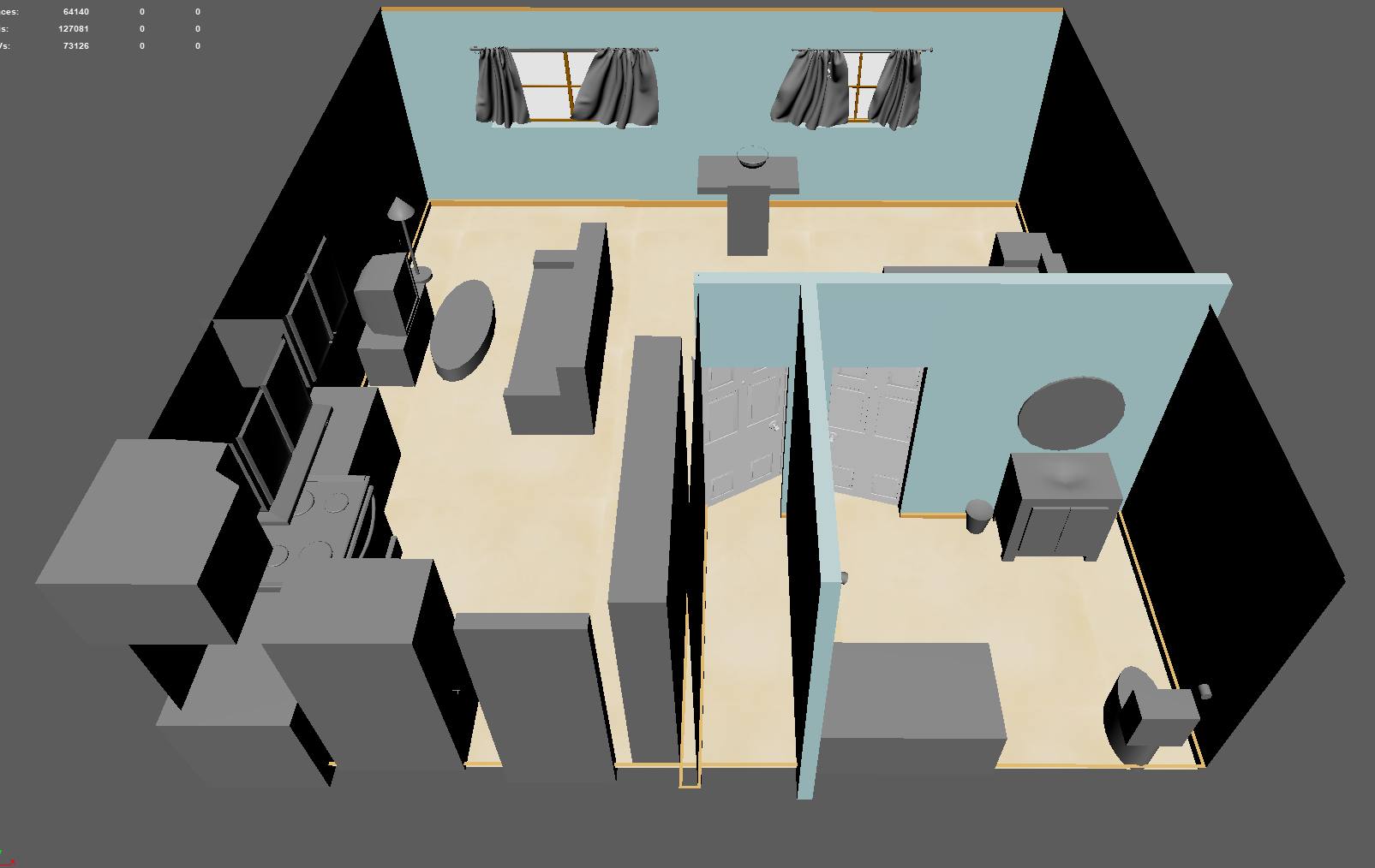 3D Blockout in Maya for the project environment.