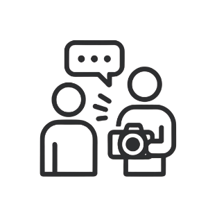 Geometric drawing of an outline square with sections divided by vertical, horizontal, and half circle lines.