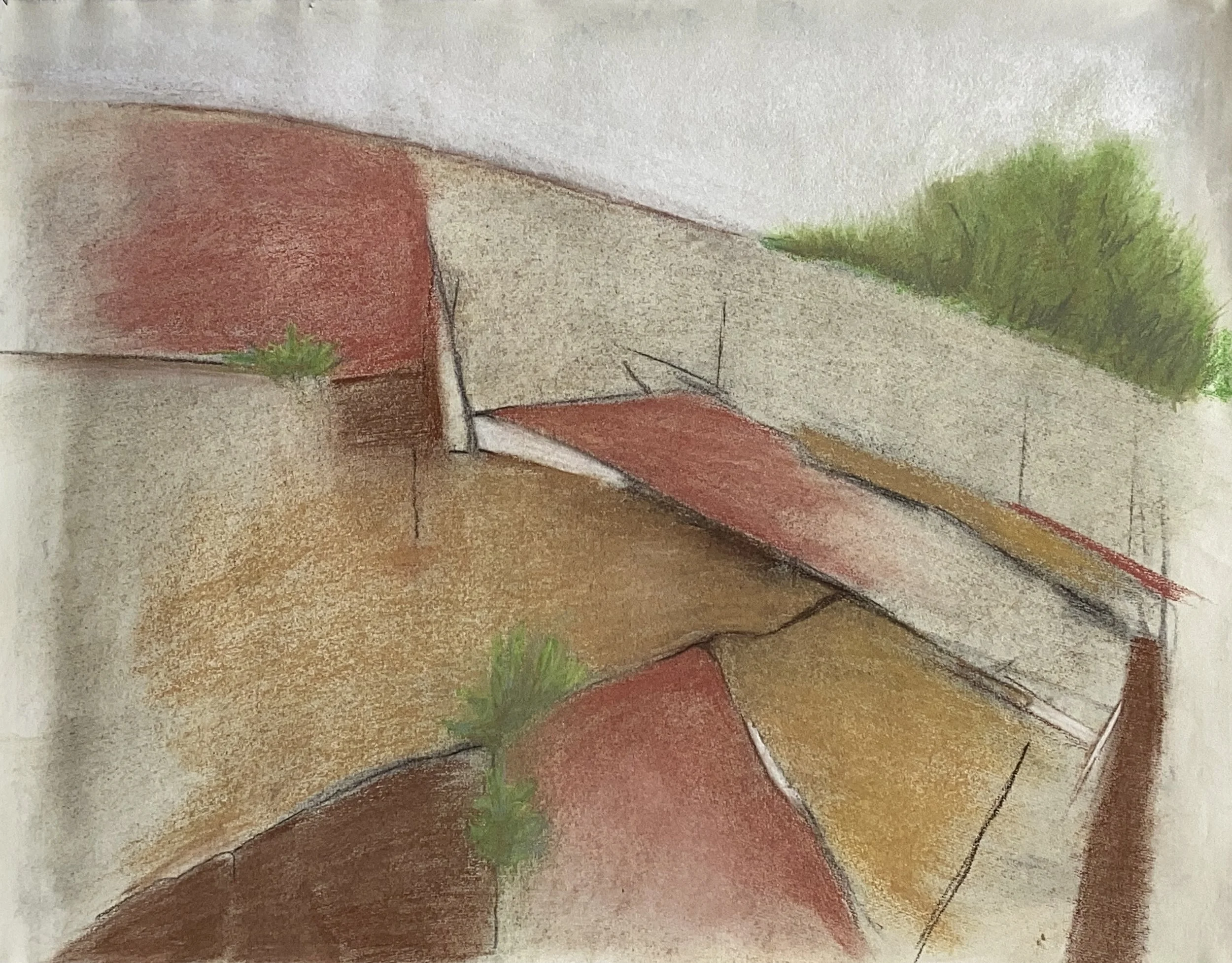 "Puzzled Rock", 2023. Pastel on paper - 24 3/4" x 19"