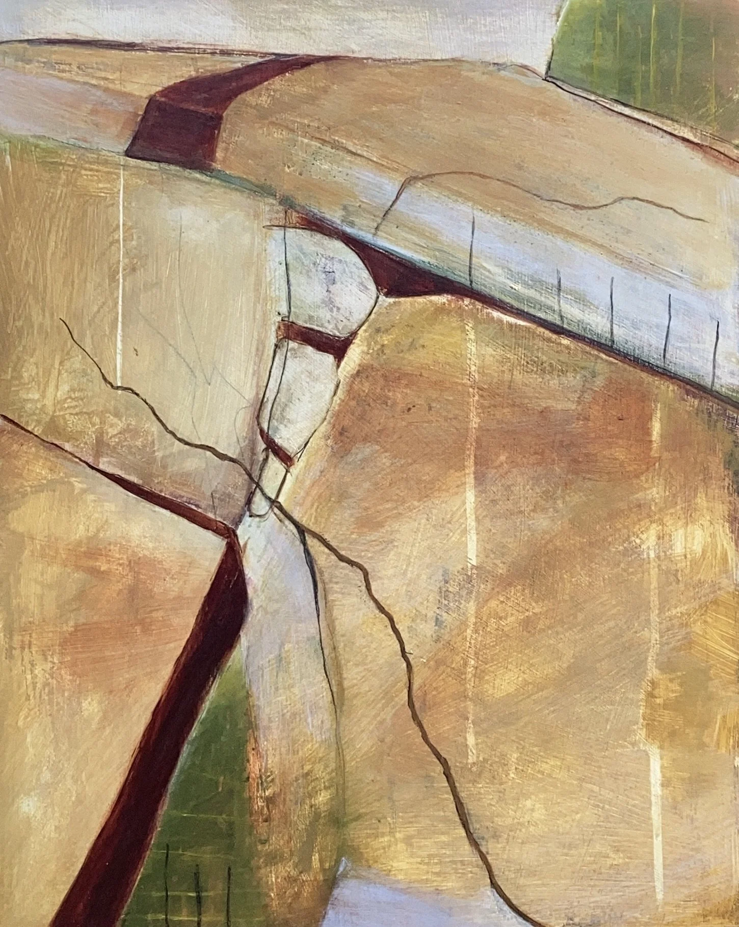"Wall Lake", 2026. Acrylic on wood panel - 16" x 20" 