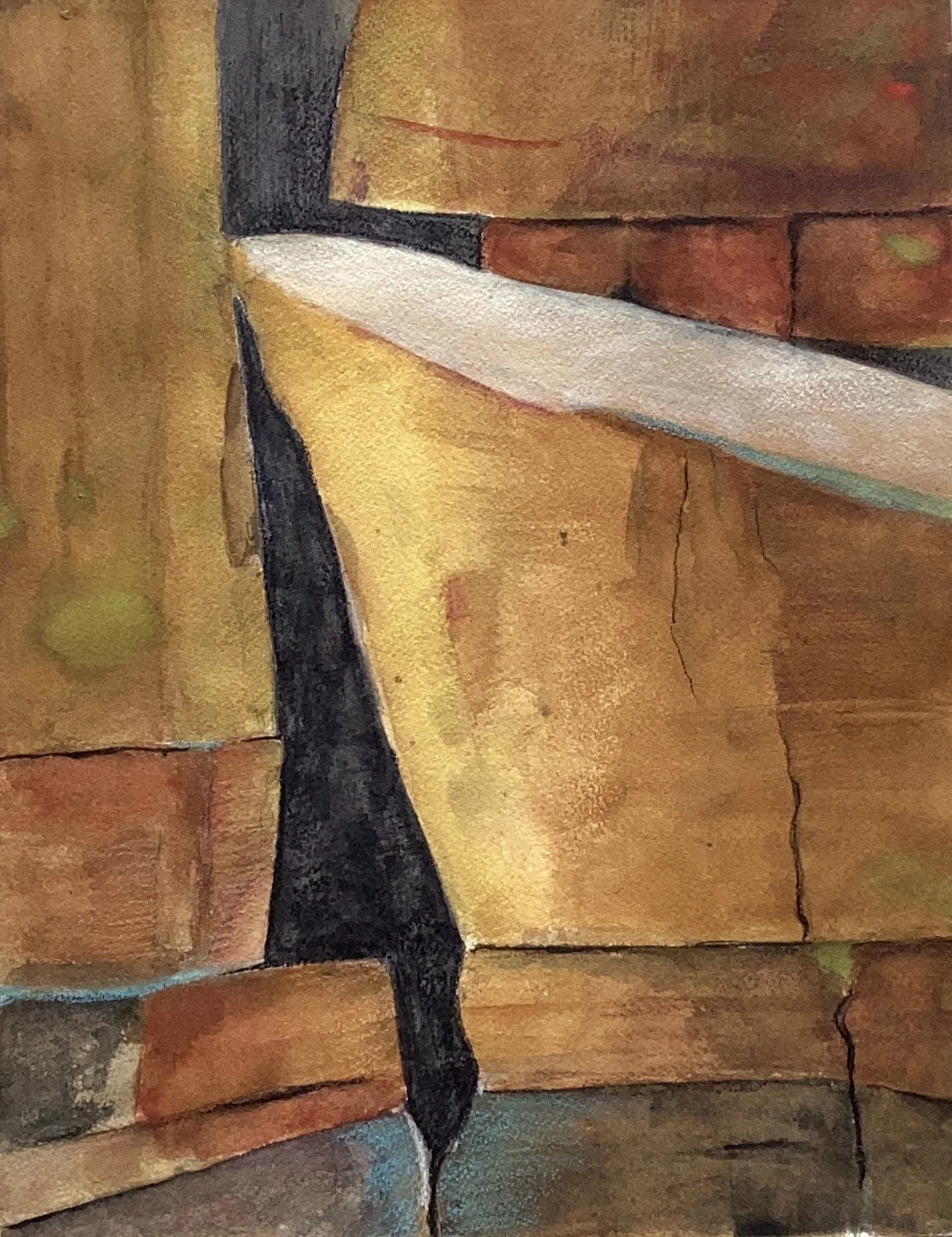 "Bright Wedge", 2025. Gouache and pastel on paper - 11" x 14"