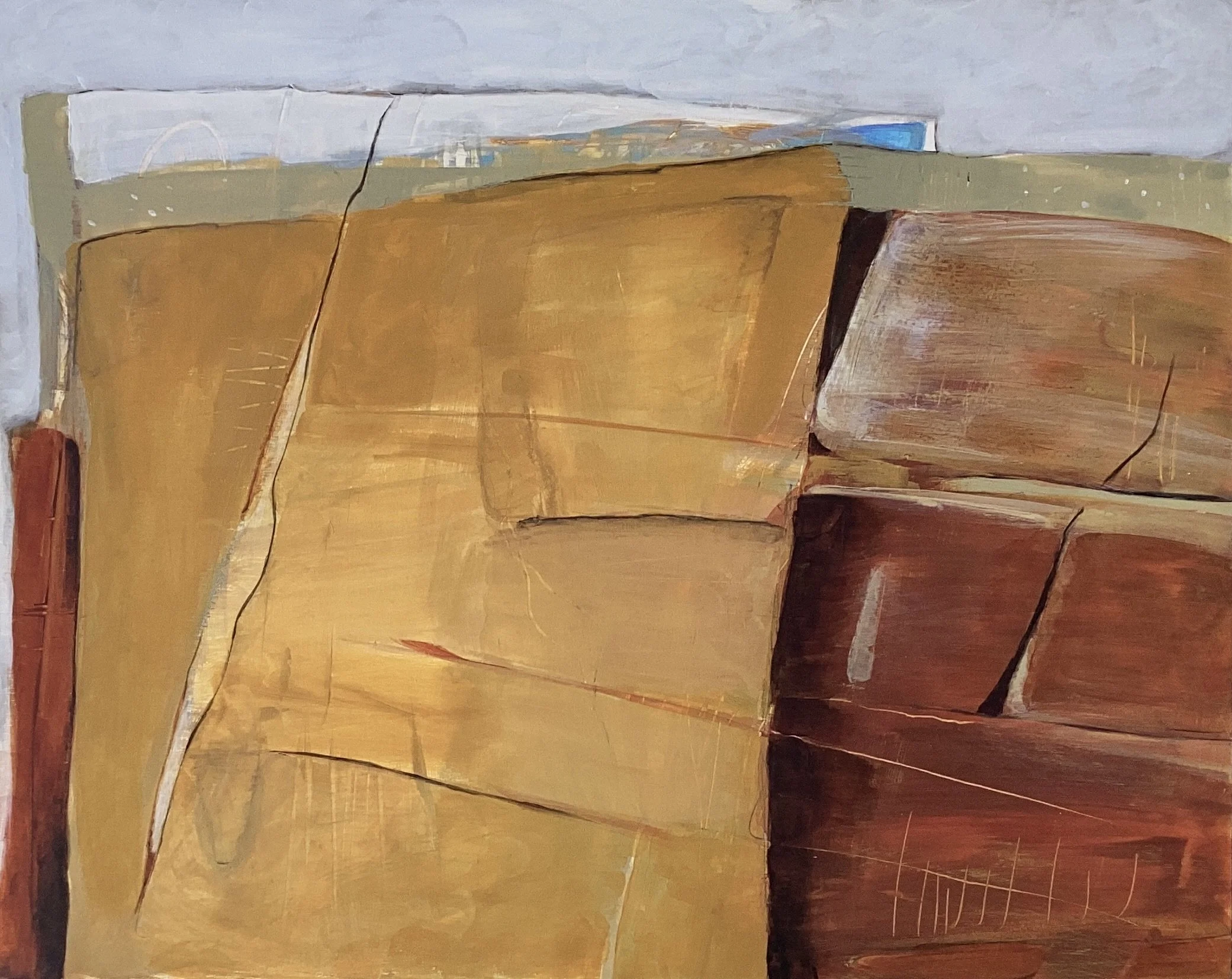 "Dominate Half", 2025. Acrylic on wood panel - 16" x 20"