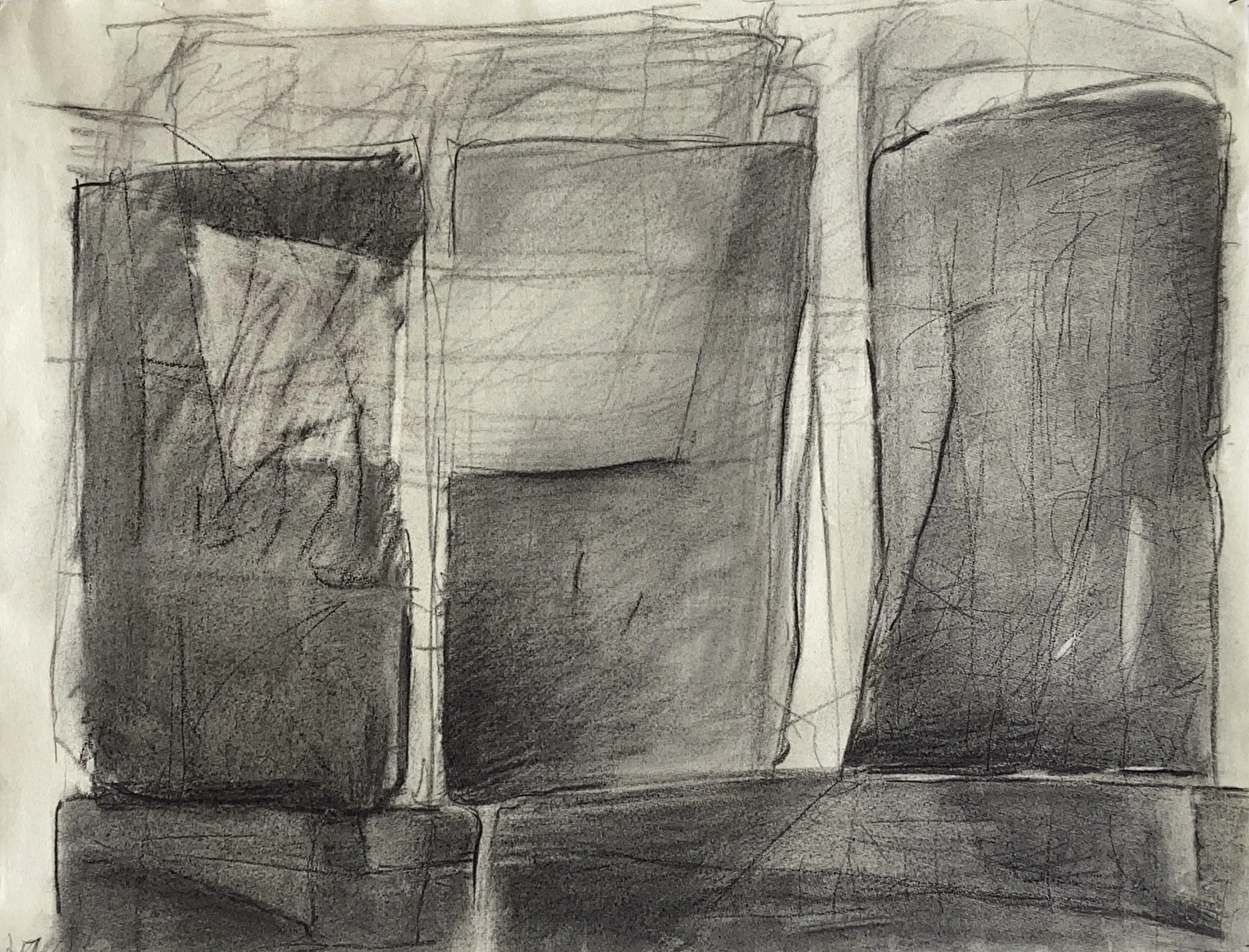 "Embedded Granite", 2025. Graphite on paper - 24 3/4 x 19"