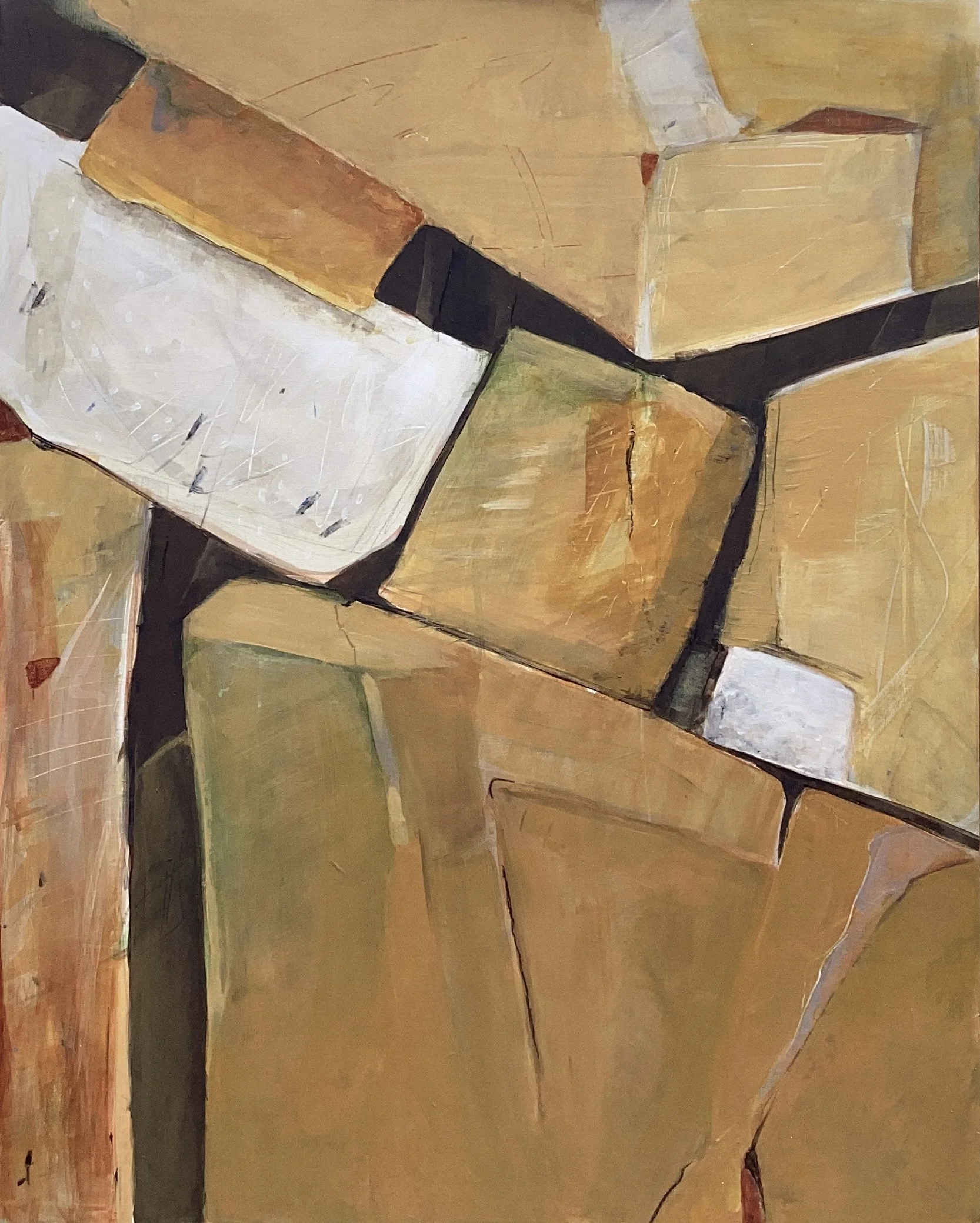 "Slide", 2025. Acrylic on wood panel - 16" x 20"